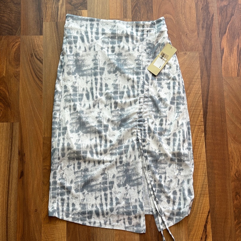 RD Style Woman’s Tie-Dye Drawstring Midi Skirt - Gray & White Size XS NWT